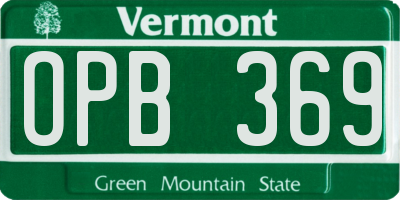 VT license plate OPB369