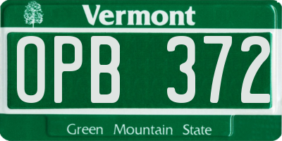 VT license plate OPB372