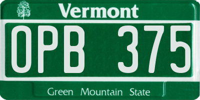 VT license plate OPB375