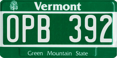 VT license plate OPB392
