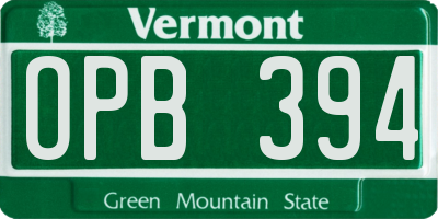 VT license plate OPB394
