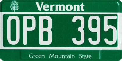 VT license plate OPB395