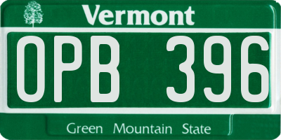 VT license plate OPB396