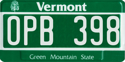 VT license plate OPB398