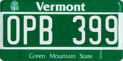 VT license plate OPB399
