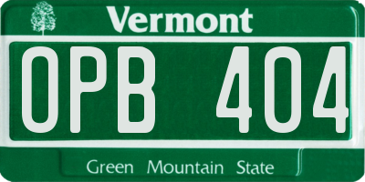 VT license plate OPB404