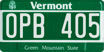 VT license plate OPB405