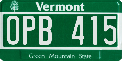 VT license plate OPB415
