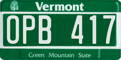 VT license plate OPB417
