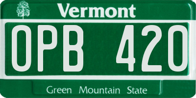 VT license plate OPB420