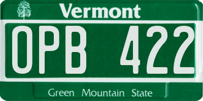 VT license plate OPB422