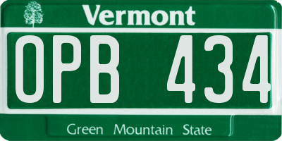 VT license plate OPB434