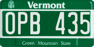 VT license plate OPB435