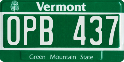 VT license plate OPB437