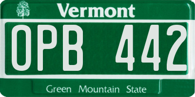 VT license plate OPB442