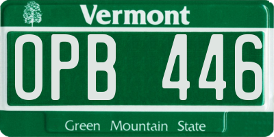 VT license plate OPB446