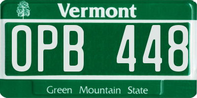 VT license plate OPB448