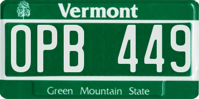 VT license plate OPB449