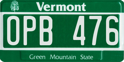 VT license plate OPB476