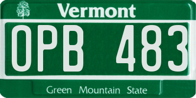 VT license plate OPB483
