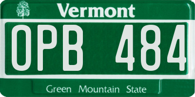 VT license plate OPB484