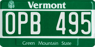 VT license plate OPB495