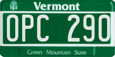 VT license plate OPC290