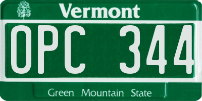 VT license plate OPC344