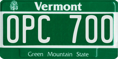 VT license plate OPC700