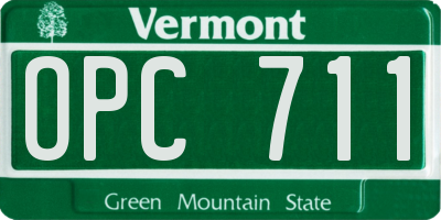 VT license plate OPC711