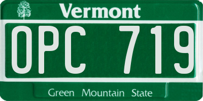 VT license plate OPC719