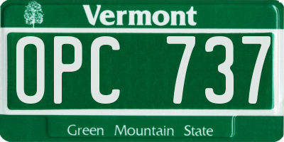 VT license plate OPC737