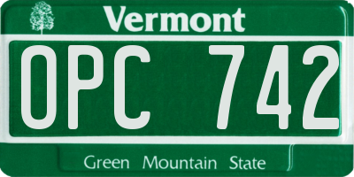 VT license plate OPC742