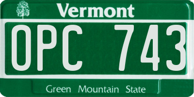 VT license plate OPC743