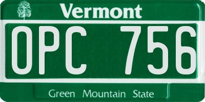VT license plate OPC756
