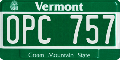 VT license plate OPC757