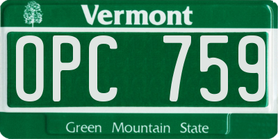 VT license plate OPC759