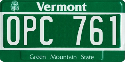 VT license plate OPC761