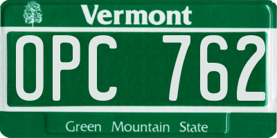 VT license plate OPC762