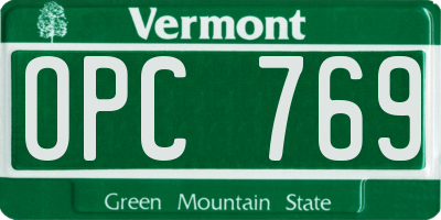 VT license plate OPC769