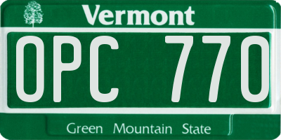 VT license plate OPC770