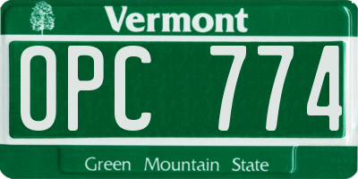 VT license plate OPC774