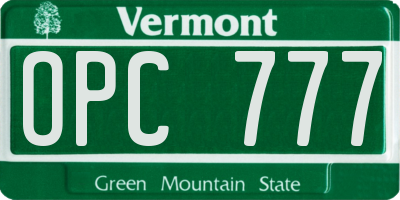 VT license plate OPC777