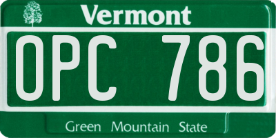 VT license plate OPC786