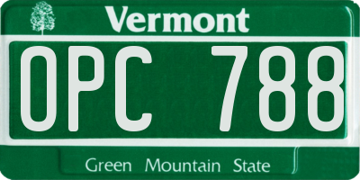 VT license plate OPC788