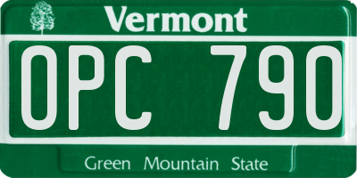 VT license plate OPC790
