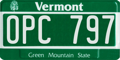 VT license plate OPC797