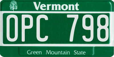 VT license plate OPC798
