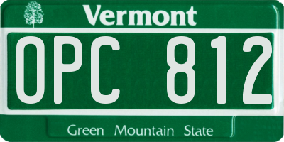 VT license plate OPC812