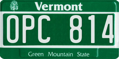 VT license plate OPC814